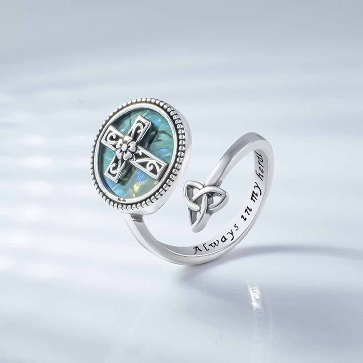 Irish-Inspired Rainbow Abalone Ring | S925 Silver, Adjustable