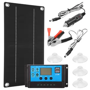 6 Watts Solar Panel Kit Monocrystalline Silicon Solar Battery Charger with 100A Controller and Battery Clip for RV Outdoor Camping
