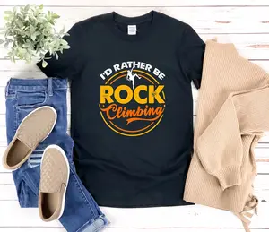 Rock Climbing Shirt, Id Rather Be Rock Climbing, Funny Rock Climbing Shirt, Mountain Climbing T-shirts, Gifts For Climbers