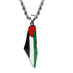 Palestine map pendant necklace stainless steel fashion personality pendant necklace unisex memorial jewelry