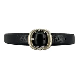 Chrome Hearts .925 Silver Buckle Gunslinger Leather Belt Black