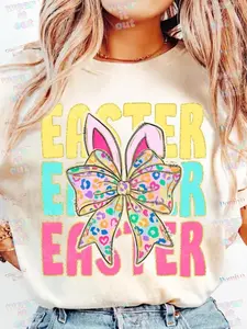 Easter Teacher Pencil T-shirt |   Back to School Shirt, Crew Neck Short Shirt, Gift For Her, Casual Style with Heat Transfer Printing