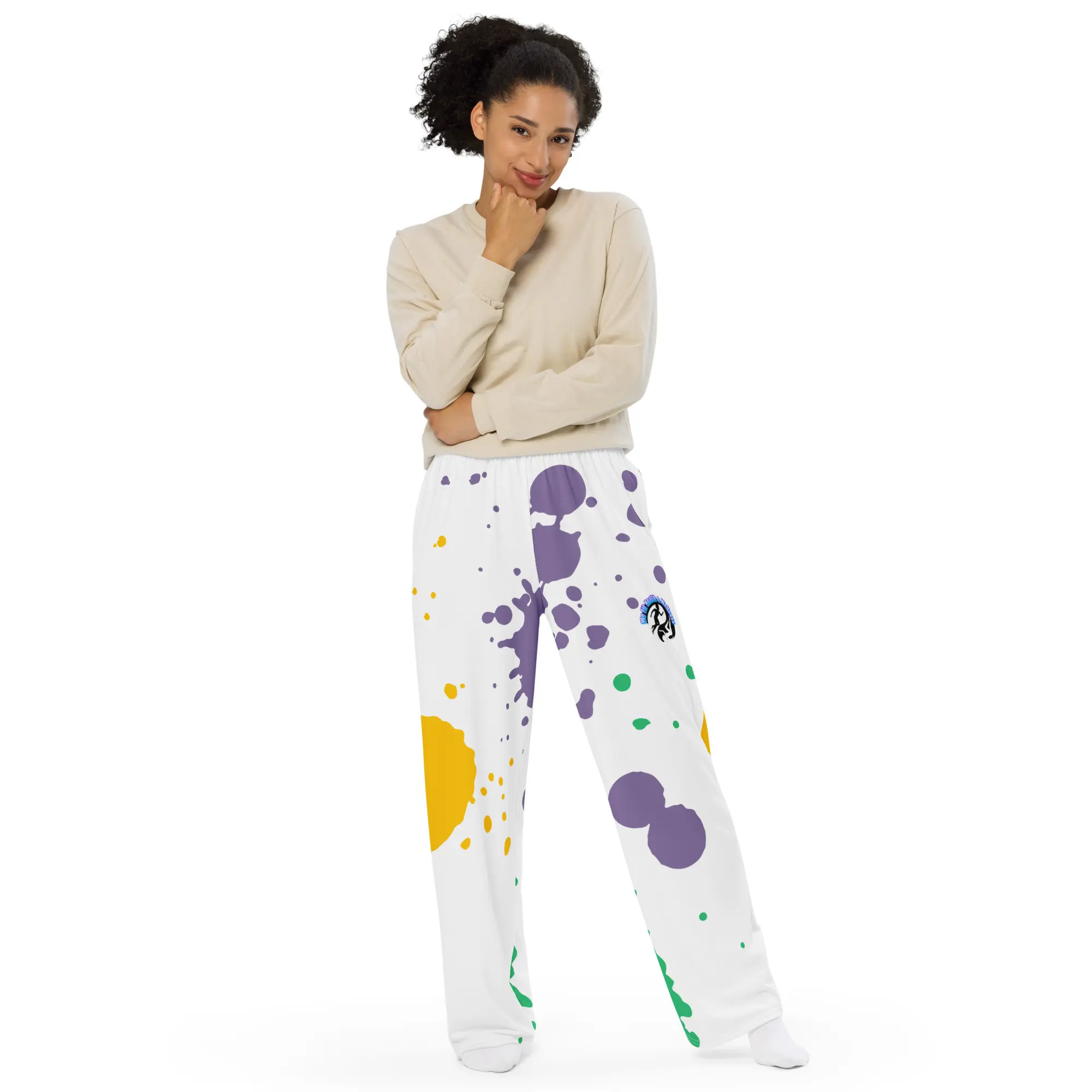 Mardi Gras WF All-over print unisex wide-leg pants
