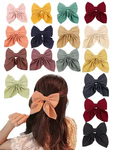3/6/10pcs Solid Color Bowknot Duckbill Hair Clips, Sweet and Cute Dopamine-inspired Fabric Hair Clips, Suitable for all seasons and everyday wear.