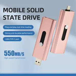 2TB Solid State Drive 1TB Dual Drive External SSD Portable USB C+USB A 3.2 Gen2 Thumb Drive Hard Drive Read Speeds up to 550MB/s for iPhone 15 Android Phone USB C Tablet Mac and Computer Pink 2TB