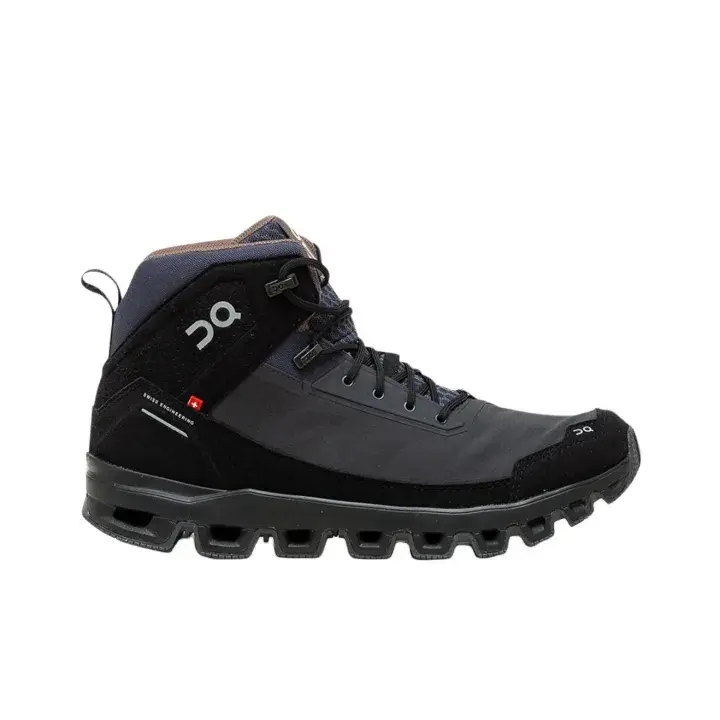 Dark Navy Mid-top Hiking Boots  Durable mixed-material upper, rugged deep-groove outsole for stable grip on rough trails. Classic lace-up design with supportive ankle structure, great for outdoor hiking,