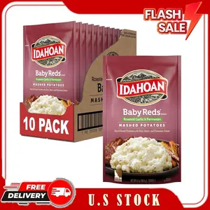Idahoan Baby Reds with Roasted Garlic and Parmesan Mashed Potatoes, Naturally Gluten-Free, 100% Real Idaho Potatoes, 4 servings per bag, 4.1 ounce (Pack of 10)