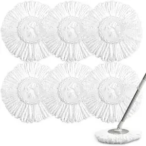 6 Pack Spin Mop Replacement  for 360? Spin Mop System, Standard Size Round Shape Spin Mop Replacement , Microfiber Refills Machine Washable and Easy Cleaning