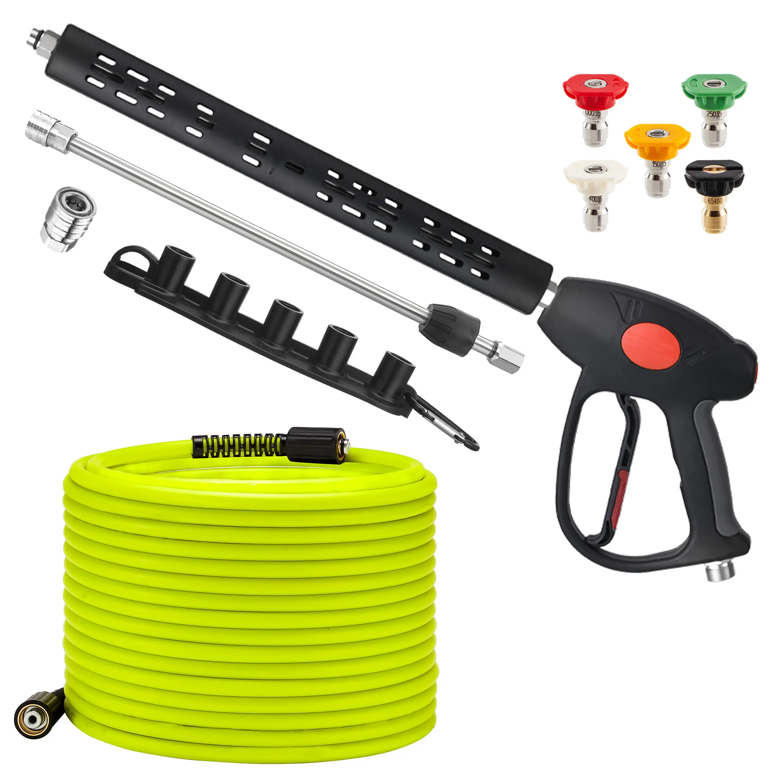 M Mingle Heavy Duty Pressure Washer Attachment Kit - M22-14mm Fitting Replacement, 50 FT Hose, 5 Nozzle Tips, Adjustable Extension Wand, DIY Car Care Tool for Commercial Use, Easy to Carry for Green Work