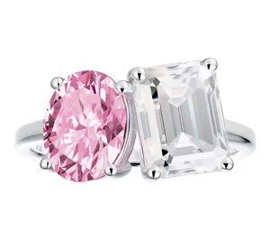 Moissanite Luxe Toi et Moi Ring, Sterling Silver
