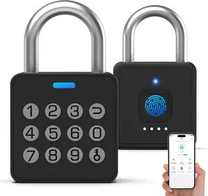Fingerprint Locker Lock with Code, Combination Padlock  Fingerprint Biometric Keyless Combo Lock  for Outdoor Fence Gate Shed Gym School Locker Storage