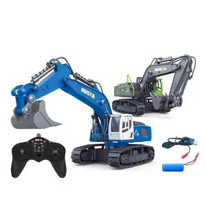 Hot Selling Huina 1558 2.4GHZ 1/18 Metal LED Light Remote Controlled RC Excavator Trucks Crawlers Engineering Vehicle