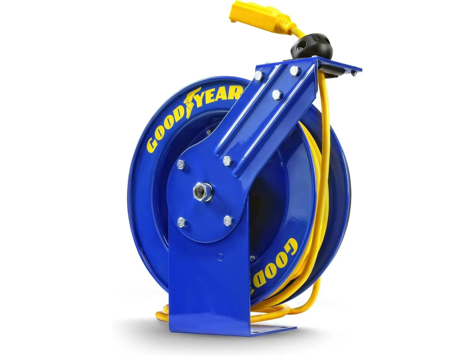 Goodyear TRI-GUR073 Heavy Duty Cord Reel, 14AWG x 100 ft. Retractable Extension Cord - Blue, Heavy Duty Cord Reels