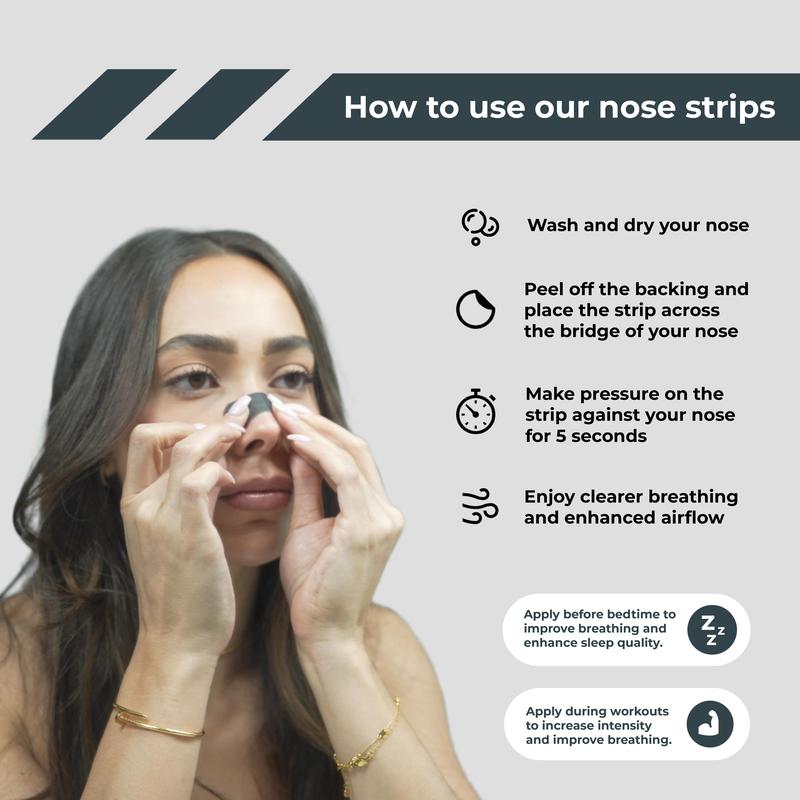 Recovrz Gentle Adhesive Nose Strips for Improved Airflow & Recovery - Flexible & Comfortable Fit for Athletes - 30 Day Supply Nasal Breathing Patch