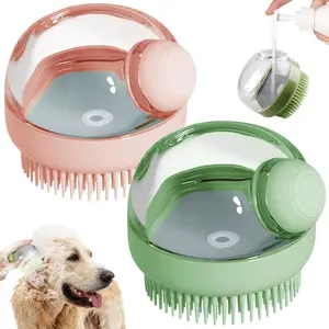 Chic Pet Quality Dog Bath Brush Set, 2-Piece Pet Grooming Massage Shampoo Brush with Soap Dispenser, Soft Silicone Bristles for Long-Haired Dogs and Cats, Paw Washer, Paws Cleaner