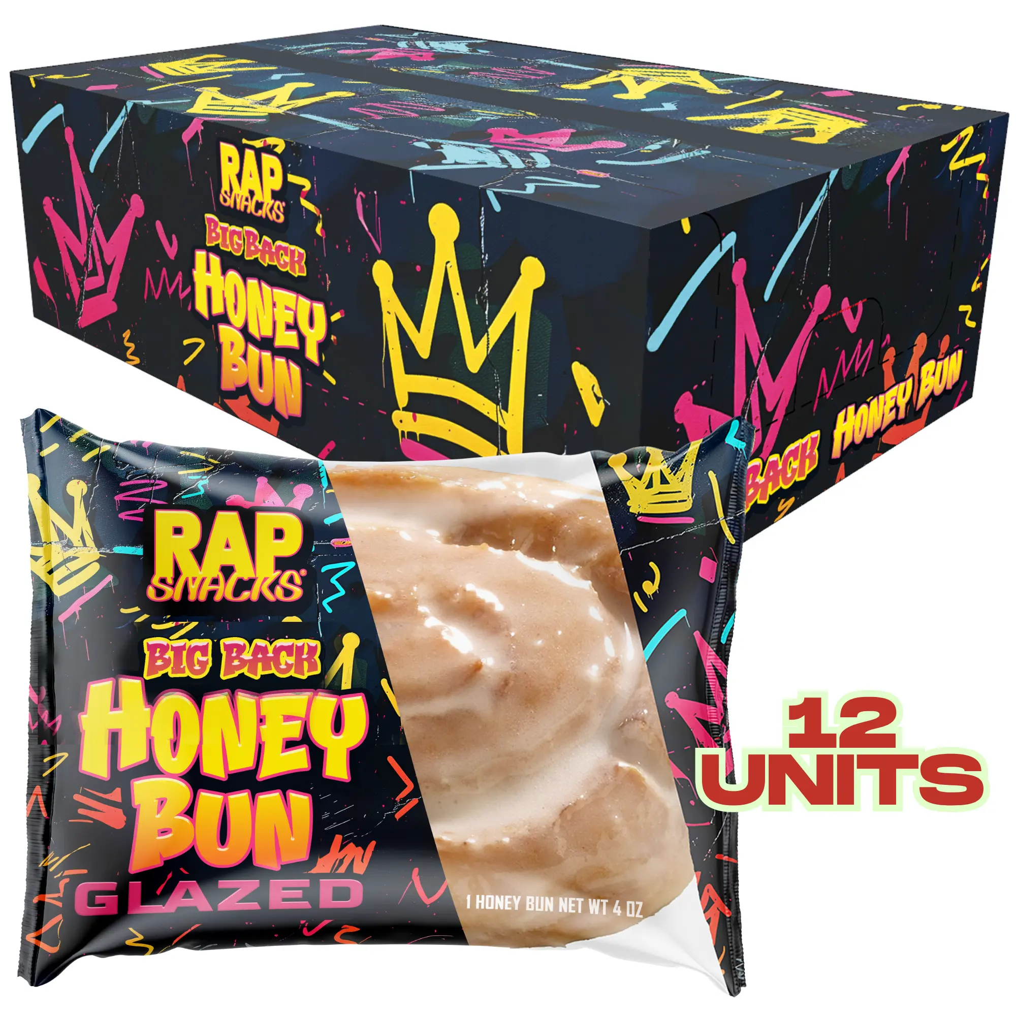 Rap Snacks Big Back Glazed Honey Bun (Case of 12)