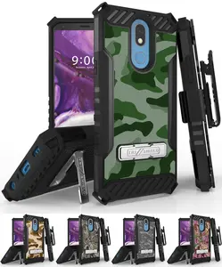Tri-Shield [CAMOUFLAGE SERIES] Rugged Case Metal Kickstand Cover + Belt Clip Holster [CAMO DESIGN] for AT&T LG Xpression Plus 2 (LM-X420)