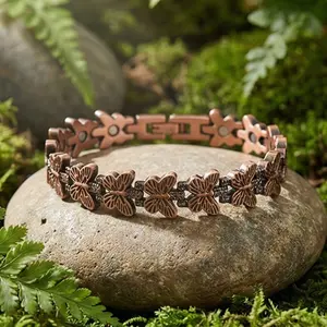 Women’s Copper Magnetic Bracelet , 99.99% high-quality Pure Copper, 3500 neodymium Magnets, Adjustable with Butterfly Pattern & Gift Box