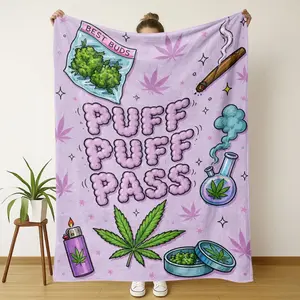 Puff Puff Pass Throw Blanket, Cannabis Leaf Flannel, Soft Cozy Stoner Decor, Ideal for Sofa Bed Couch, Perfect GiftPuff Puff Pass blanket, cannabis blanket, weed blanket, marijuana blanket, stoner blanket, pot leaf blanket, cannabis leaf throw blanket,