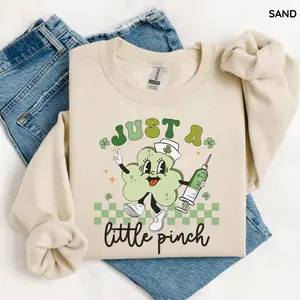 Gildan Just A Little Pinch Nurse St. Patrick’s, St. Patrick’s Day Nurse Tee, Lucky Nurse Clover Sweater, Nurse St. Patrick Gift for Healthcare Workers