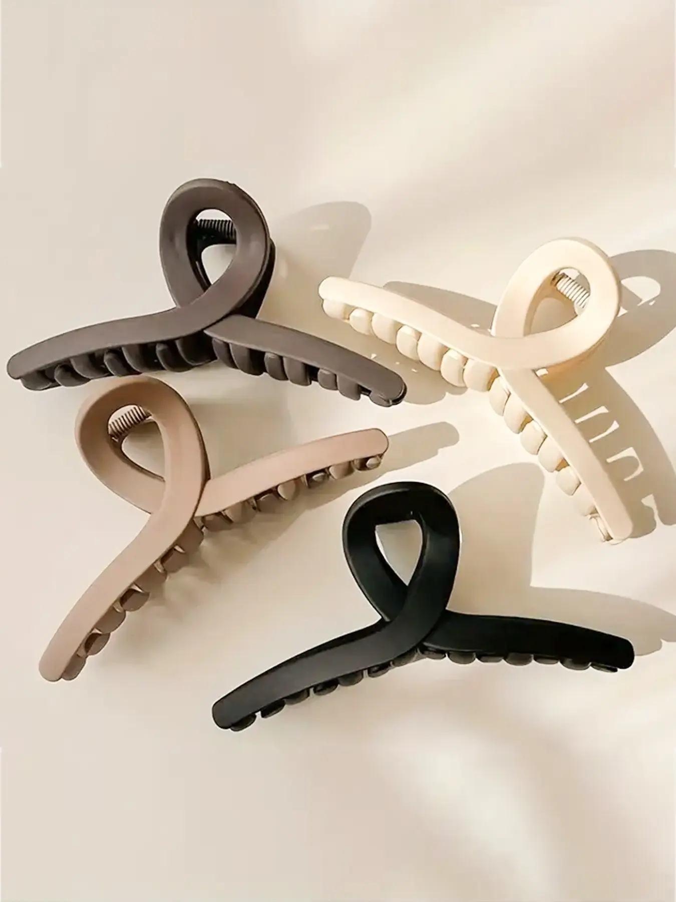 Solid Color Hair Claw, 4pcs Frosted Flat Claw Clip Set, Hair Claw Clips, Fashionable Hair Accessories for Women & Girls, Minimalist Headwear for Thick Hair
