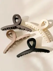 Solid Color Hair Claw, 4 Counts Frosted Flat Claw Clips, Fashionable Hair Accessories for Women & Girls, Minimalist Headwear Suitable for Thick Hair