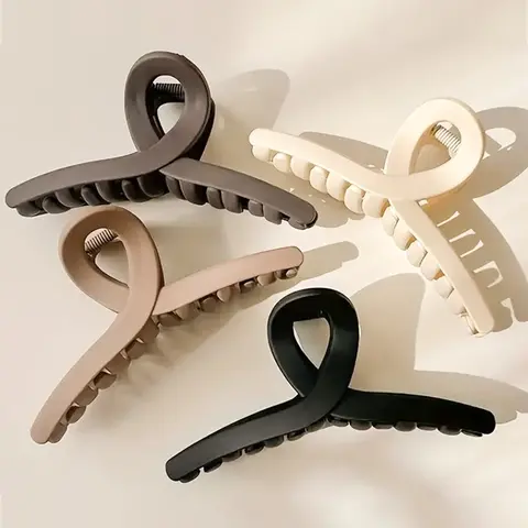 Solid Color Hair Claw, 4pcs Frosted Flat Claw Clip Set, Hair Claw Clips, Fashionable Hair Accessories for Women & Girls, Minimalist Headwear for Thick Hair