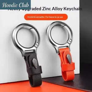 Zinc Alloy Keychain with Leather Strap Anti Lost Key Ring for Car Keys Stylish Durable Keychain for Men and Women Everyday Carry