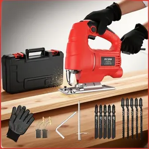Jigsaw, 800W Corded Electric Jig Saw Tool Kit with 6 Variable Speeds, 10 Blades, Edge Guide,Jigsaw Tool Corded Electric Power Cutter for Wood, Metal and Plastic Cutting