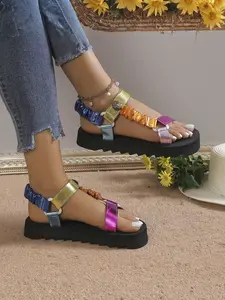 Classic Fashion Womens Summer Beach Sandals Comfortable Shock Absorbing Sandals, Soft Lining Anti Slip Outsole Sandals For Women Outdoor Camping Walking, Casual Sandals