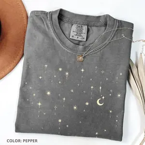 Comfort Colors Comfort Colors Vintage Starlight Cute T-shirt, Celestial Tee T-shirt, Mystical Moon T-shirt, Astrology, Space Trendy, Astrological Gift For Her Cute Cotton Graphic Tees Funny Shirt Tee
