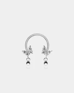 Shiny Butterfly Dangle Horseshoe Septum Ring