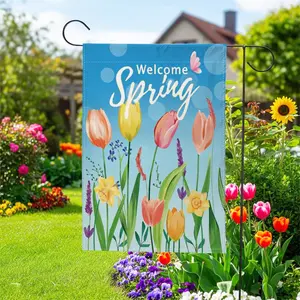 2piece Spring Welcome Garden Flag 12x18 Inch Double Printed, Watercolor Wildflower Farmhouse Outdoor Yard Decor, Colorful Floral Spring Summer Banner for Front Porch Patio, Fade Resistant2piece