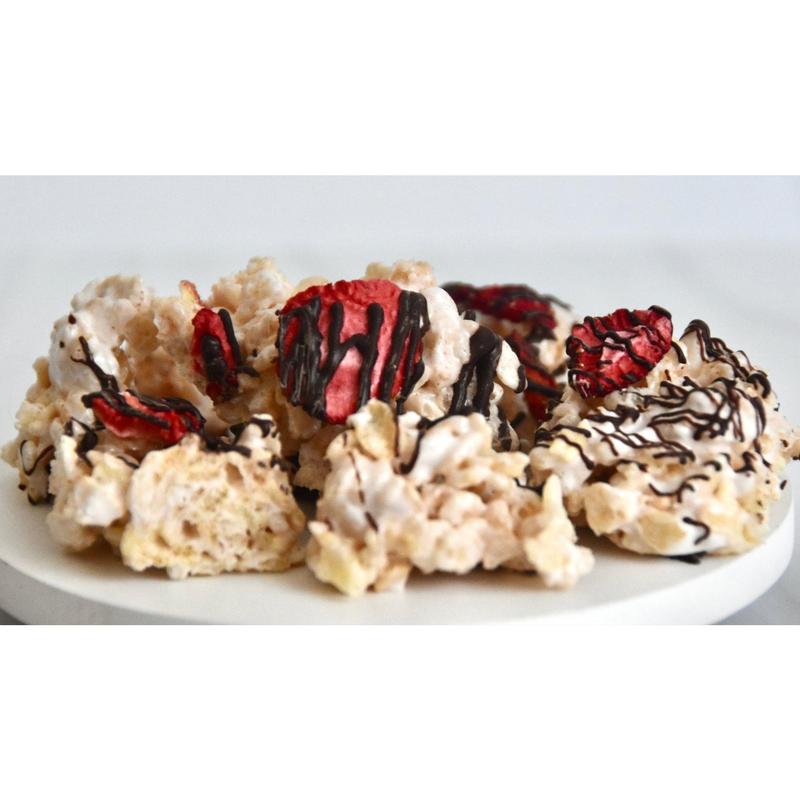 Chocolate Covered Strawberry Crispie Clusters - Trending Valentine's Day Treat | Dark Chocolate & Real Strawberries