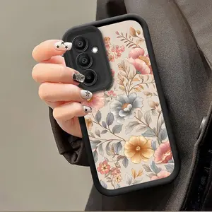 For Samsung Galaxy A26 A55 A56 A17 A06 A07 A16 5G A05 4G A36 A52, A12 A35 A14 A54 A34 A33 A13 A53 Light Color Hand Painted Bouquet Case, Smartphone, Soft Edge Thickened TPU Step Protective Case Cover