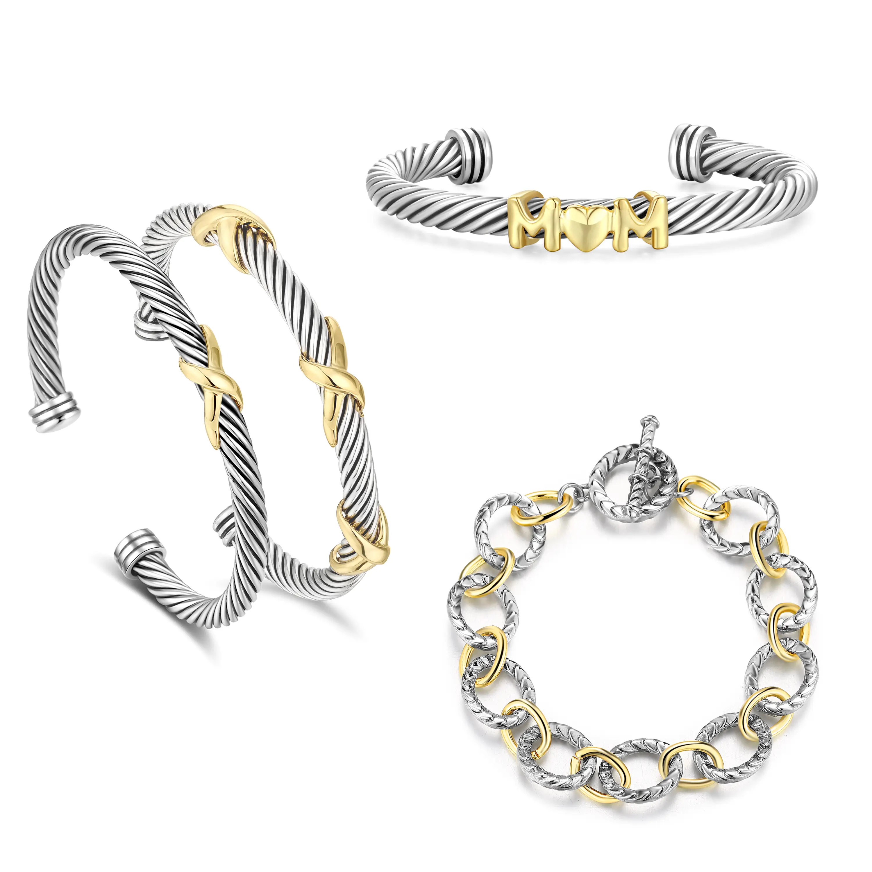 MOM+Cross Bracelet Set 4PCs