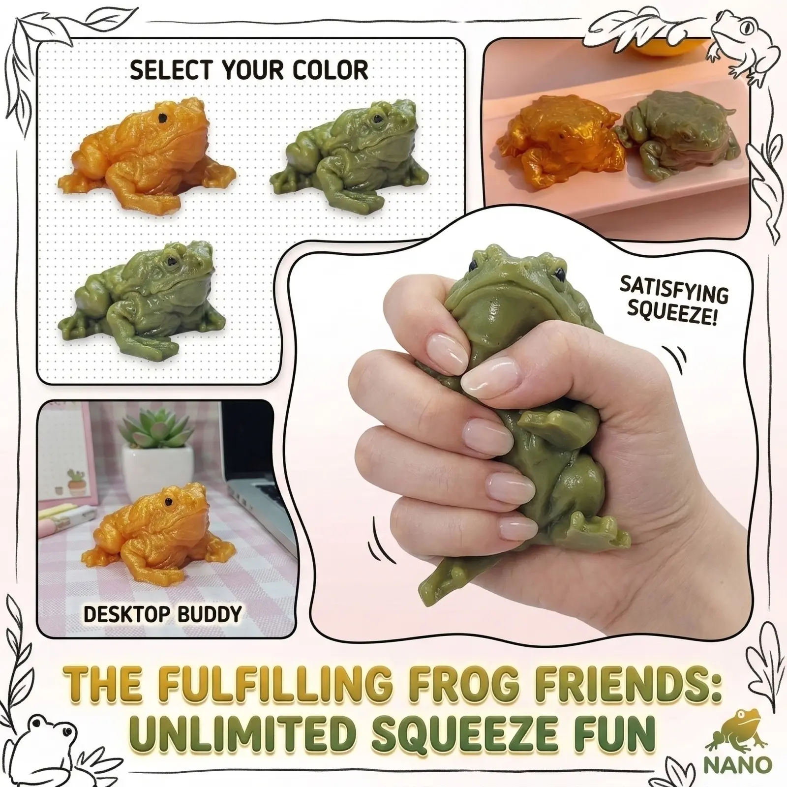 Cute Frog Compact & Portable Sticky Fidget Toy, Slow Rebound Simulated Amphibian Toy for Stress Relief, Fidgeting, Relieving Anxiety & Sensory Play
