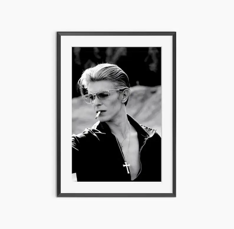 David Bowie Print, Photography Prints, David Bowie Poster, Retro Poster, Black and White Wall Art, Museum Quality Photography Poster