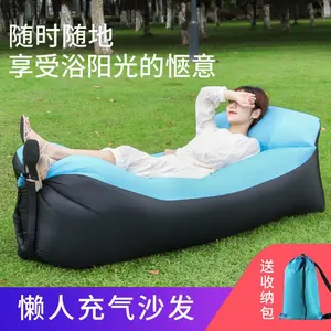 Manufacturer's inflatable sofa with pillow, in stock, portable outdoor lazy air sofa bed, foldable inflatable sleeping bag