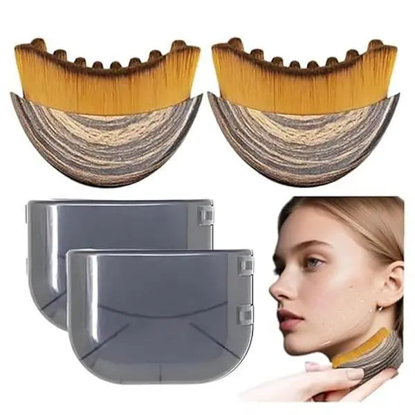 2-Pack Contour Face Brush for Lymphatic Drainage, Ergonomic Facial Beauty Instrument and Skin Care Tool for At Home Facials, At Home Facial