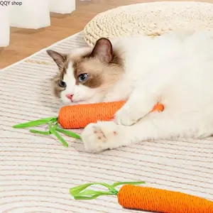 2 Count Soft Cotton Cat Chew Toys, Cute Carrot Shaped Pet Teething Toy, Bite Resistant Interactive Kitten Play Toy, Safe Relaxing Indoor Pet Accessory Perfect for Kitten Teeth Cleaning, Daily Entertainment and Stress Relief