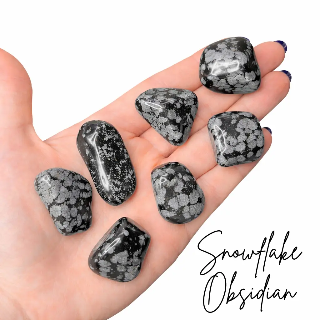 Snowflake Obsidian Tumble, Tumbled Snowflake Obsidian, Polished Snowflake Obsidian