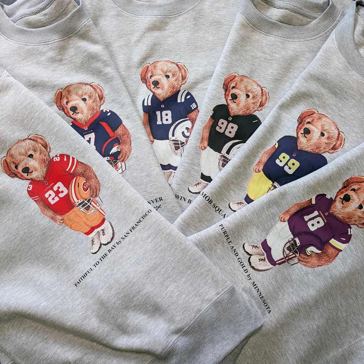 Football All Team Graphic Sweatshirt Pullover Vintage Sport Varsity Crewneck cape let bee polo bundle eugene emo clothes unknown jones new york outfit affliction hoodie deku  outfits