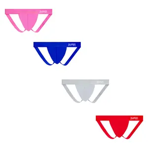 Men's Edgy Cotton Thong 4-Pack Low-Rise Breathable Quick-Dry Gym Underwear Jockstrap Hip-Lifting Sports Underpants Large Pouch T-back Shorts Activewear Beige Red Blue White Menswear Set Overall Socks Lingerie