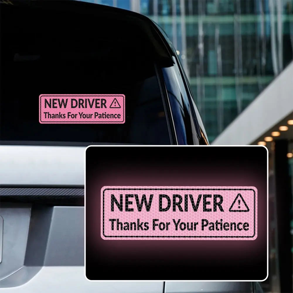 high Intensity Reflective New Driver Car Sticker, Safety Reminder Decal, Automotive Decals, Waterproof Student Driver Car Sticker, Night Visibility Reflective Car Window Bumper Decal, Waterproof Decal For Car, Decal For Cars, Reflective Stickers