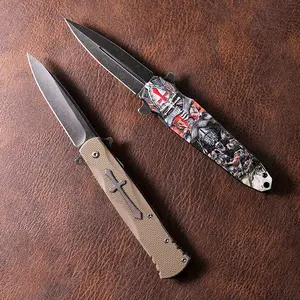 Multi-functional camping knife, portable, sharp and durable, with a non-slip handle featuring an exquisite pattern, perfect for family outdoor camping, an idgift for men!