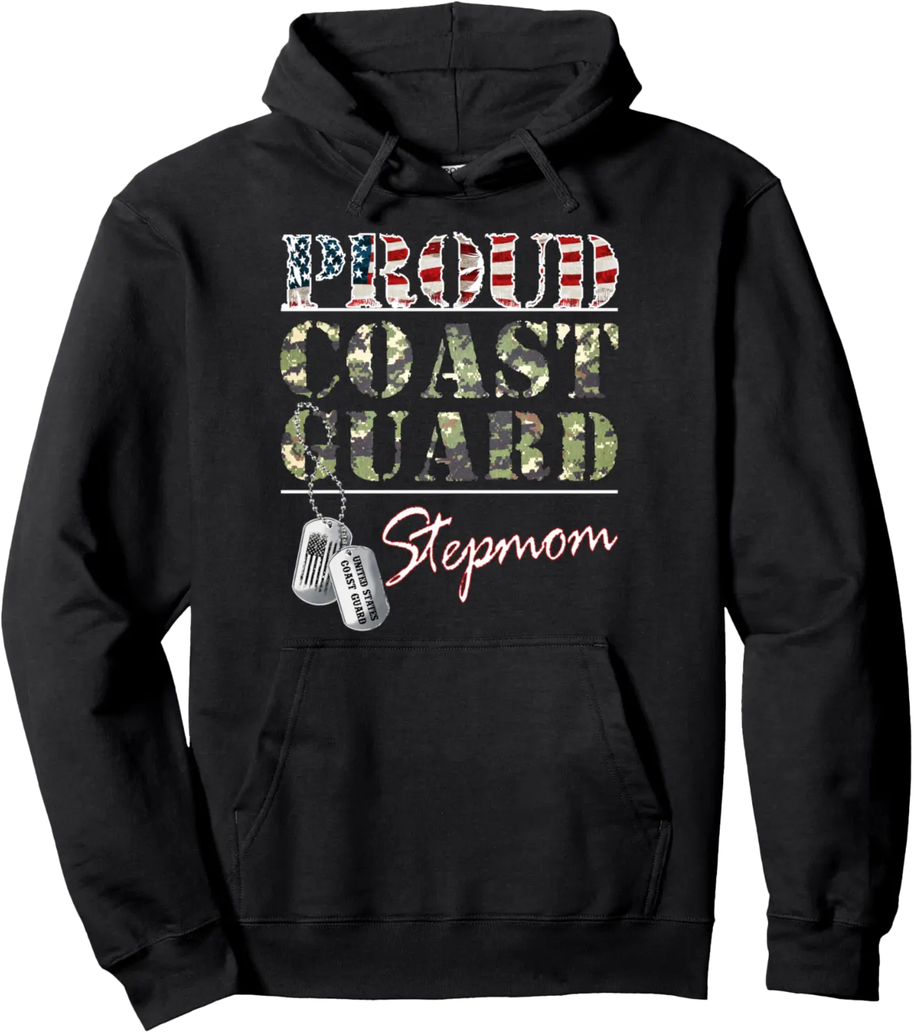 Proud Coast Guard Stepmom American Veteran Military Pullover Hoodie - Viqarfaroo Shop 66B0DDJGW3SQ