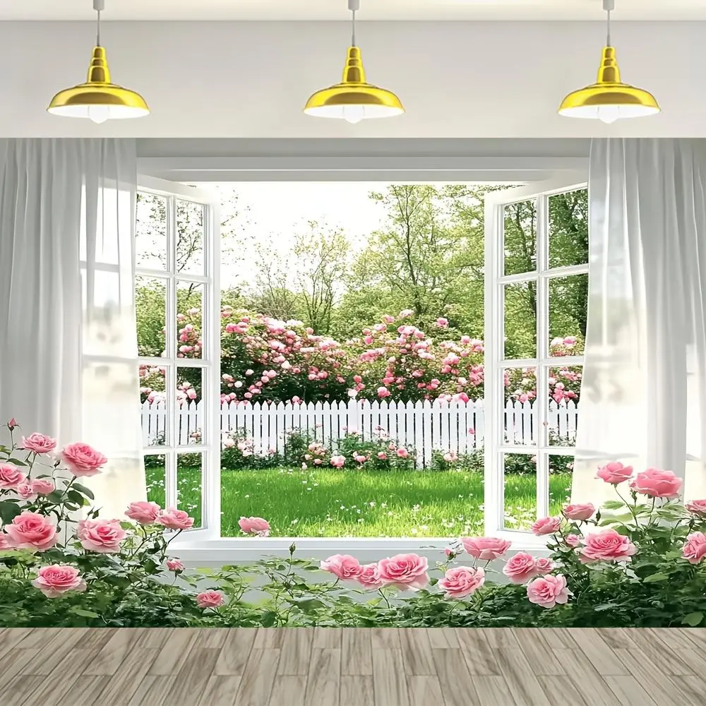 1pc Multi-Size 2D Flat Spring Polyester Wall Decoration - 39.3X59 Inch / 100Cmx150cm, Green Forest & Flower Print, Durable, Hangable, No Electricity Required - Artistic Ornament for Bedroom, Home Parties (Textiles & Soft Furnishings)