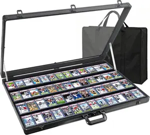 Card Display Case Aluminum Trade Show Display Case Large Portable Trading with Lock for Collectibles, Sports Cards. 34IN x 22IN - Black