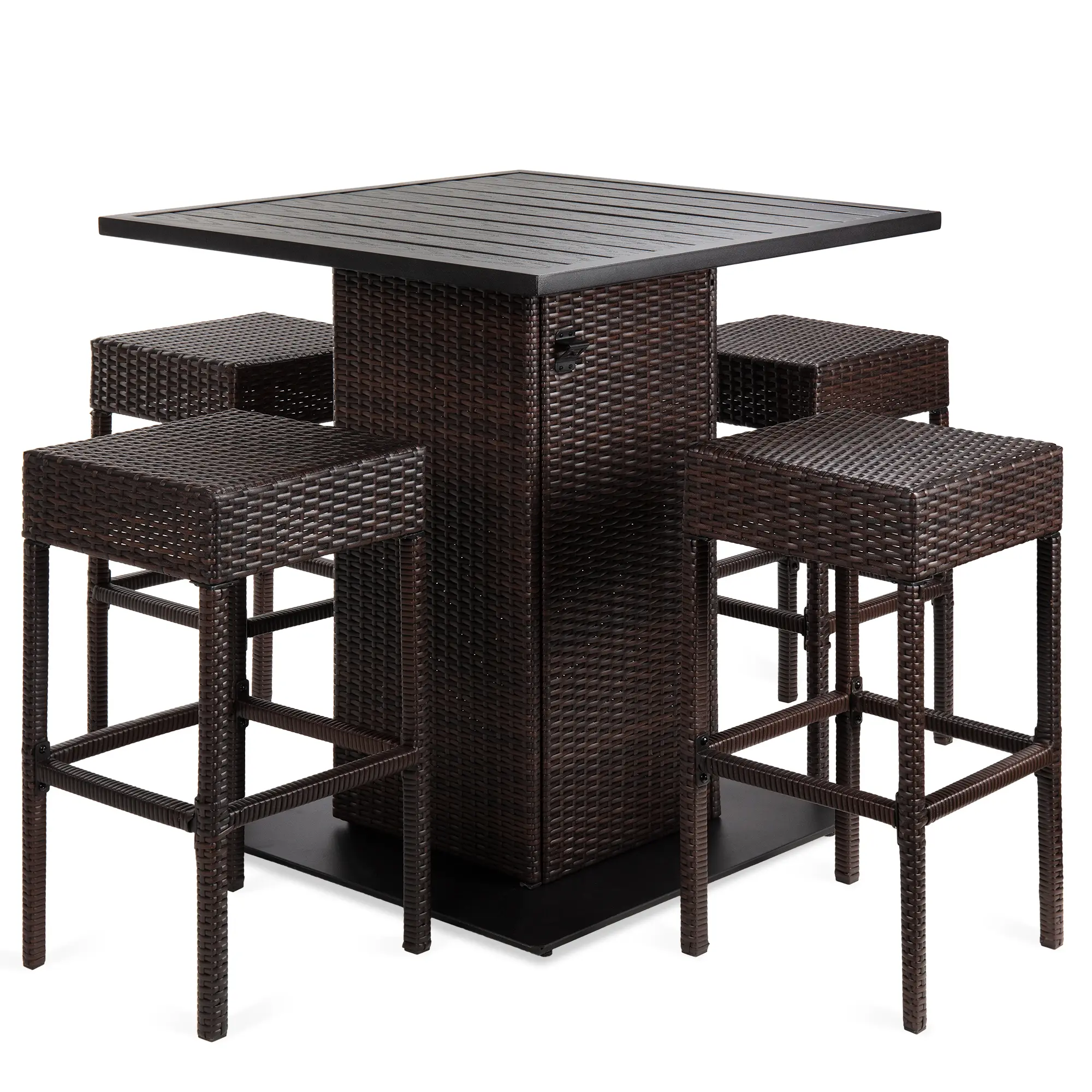 Best Choice Products 5-Piece Patio Wicker Bar Set w/ Built-In Bottle Opener, Hidden Storage Shelf, 4 Stools Best Choice Products 5-Piece Patio Wicker Bar Set w/ Built-In Bottle Opener, Hidden Storage Shelf, 4 Stools